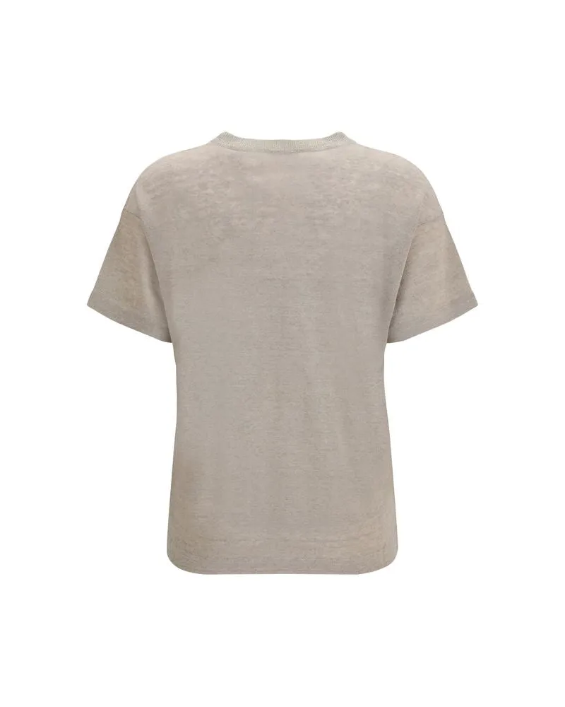 Brunello Cucinelli Women's Beige Linen T-Shirt Beige