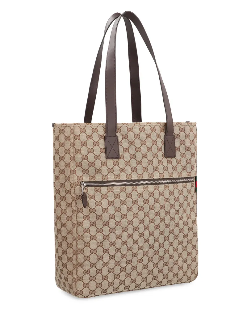 Gucci Men's Tote Bag Gg Fabric Ebony Polyester Beige