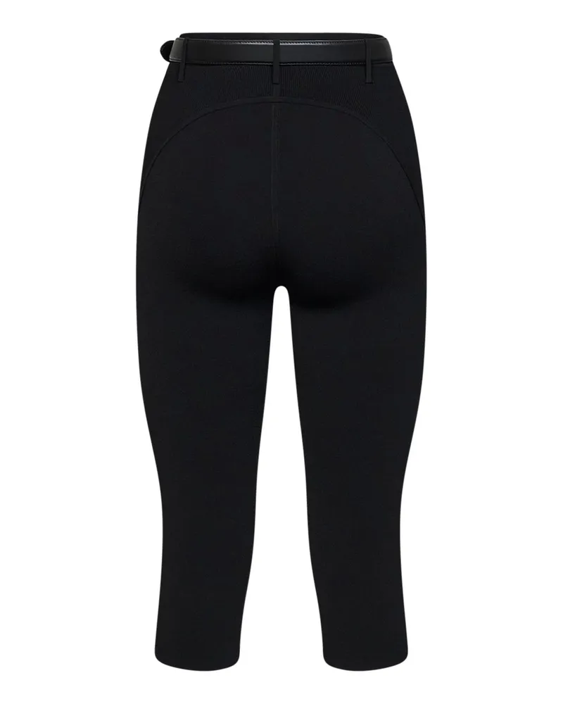 Self-Portrait Women's Capri Leggings Black Compact Knit Viscose Trousers Black