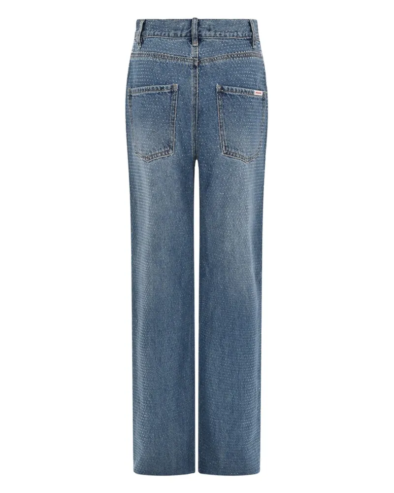 Self-Portrait Rhinestone-Embellished Jeans — Blue Blue