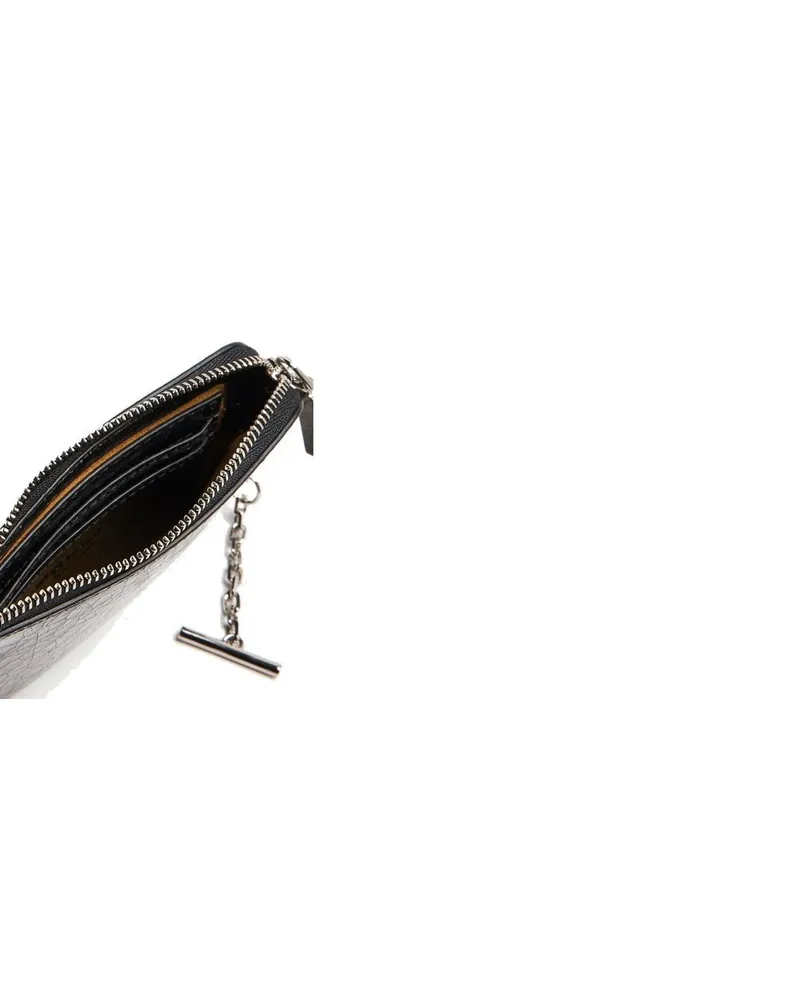 Alexander McQueen Men's Crackled Calfskin Card Case Black Calf Leather Cases Black