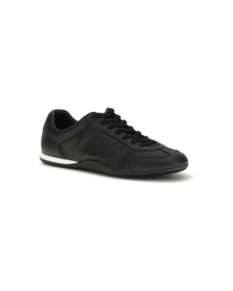 Gucci Men's Black Calf Leather Bos Taurus Low Top Sneakers Black