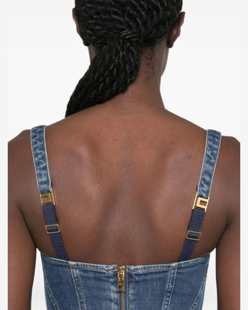 Elisabetta Franchi Panelled Denim Dress — Navy Navy