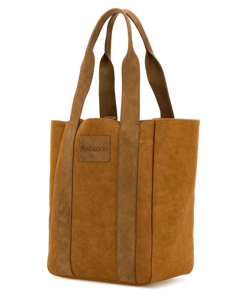 J.W.Anderson Women's Camel Canvas Workwear Shopping Bag Caramel Exterior: Fabric Leather Borse A Mano Brown