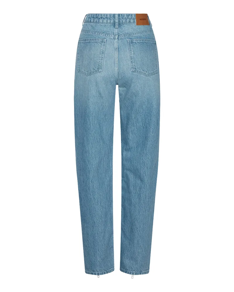 ROTATE Birger Christensen Zip-Detail Straight-Leg Jeans — Blue Blue