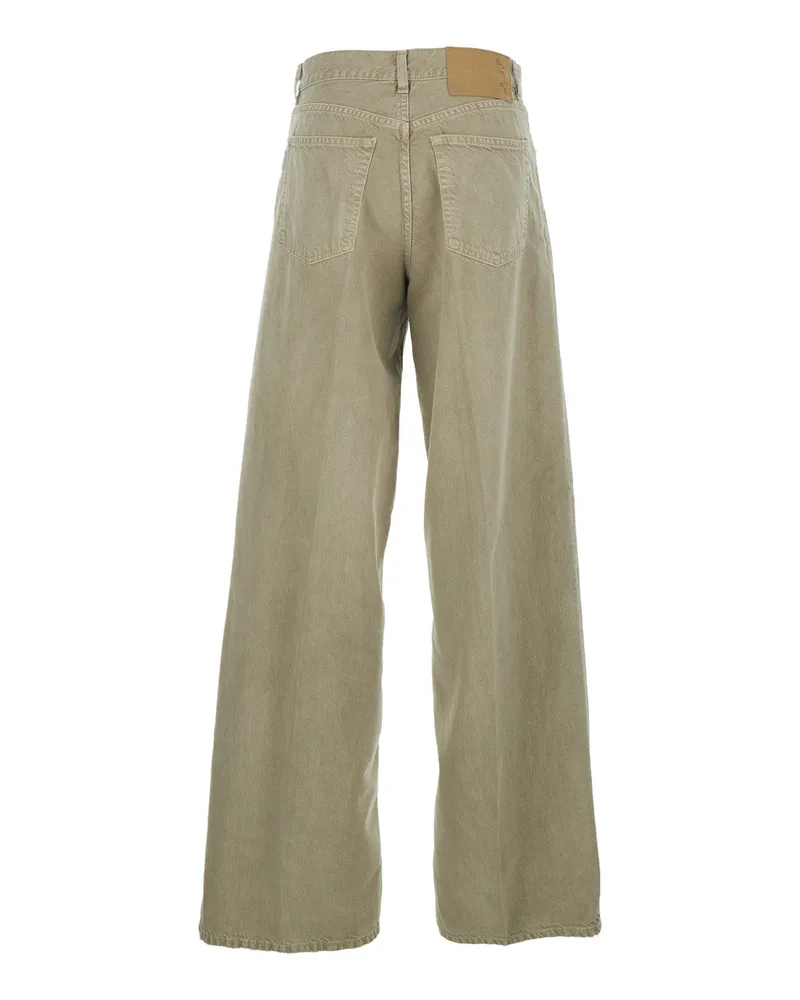 Haikure Wide-Leg Baggy Denim Jeans — Green Green