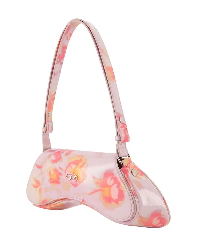 Diesel Women's Play Shoulder Bag Synthetic Leather Multi Faux Shoulder-hobo-bags Pink