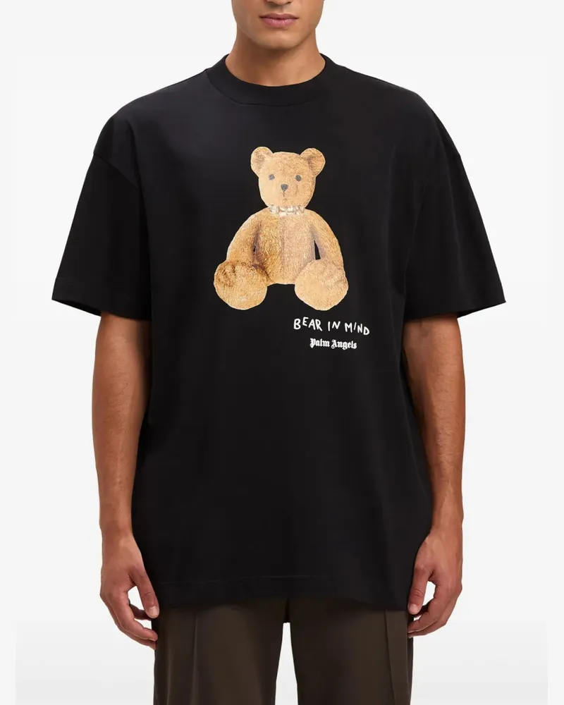 Palm Angels Men's Bear Mind Logo T-Shirt Black Clothing > Polo & T-Shirts Black