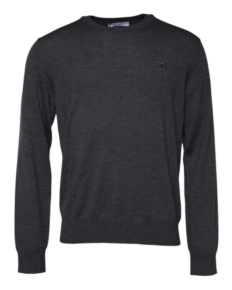 Dolce & Gabbana Gray Wool Logo Knitted Men Pullover Sweater Virgin Clothing Gray
