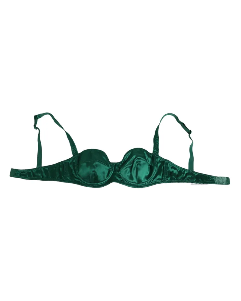 Dolce & Gabbana Women Green Satin Semi-Padded Underwire Musk Underwear Silk Clothing Green