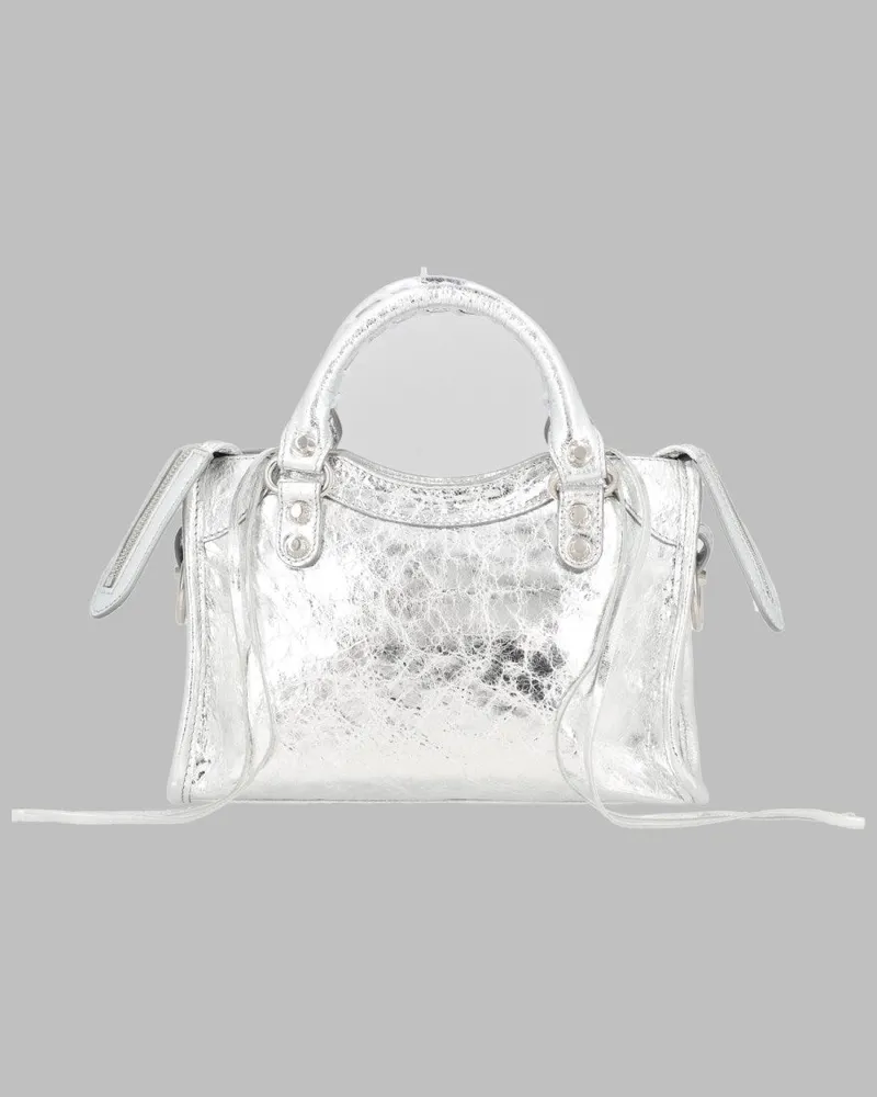 Balenciaga Le City Leather Top Handle Bag — Silver Silver
