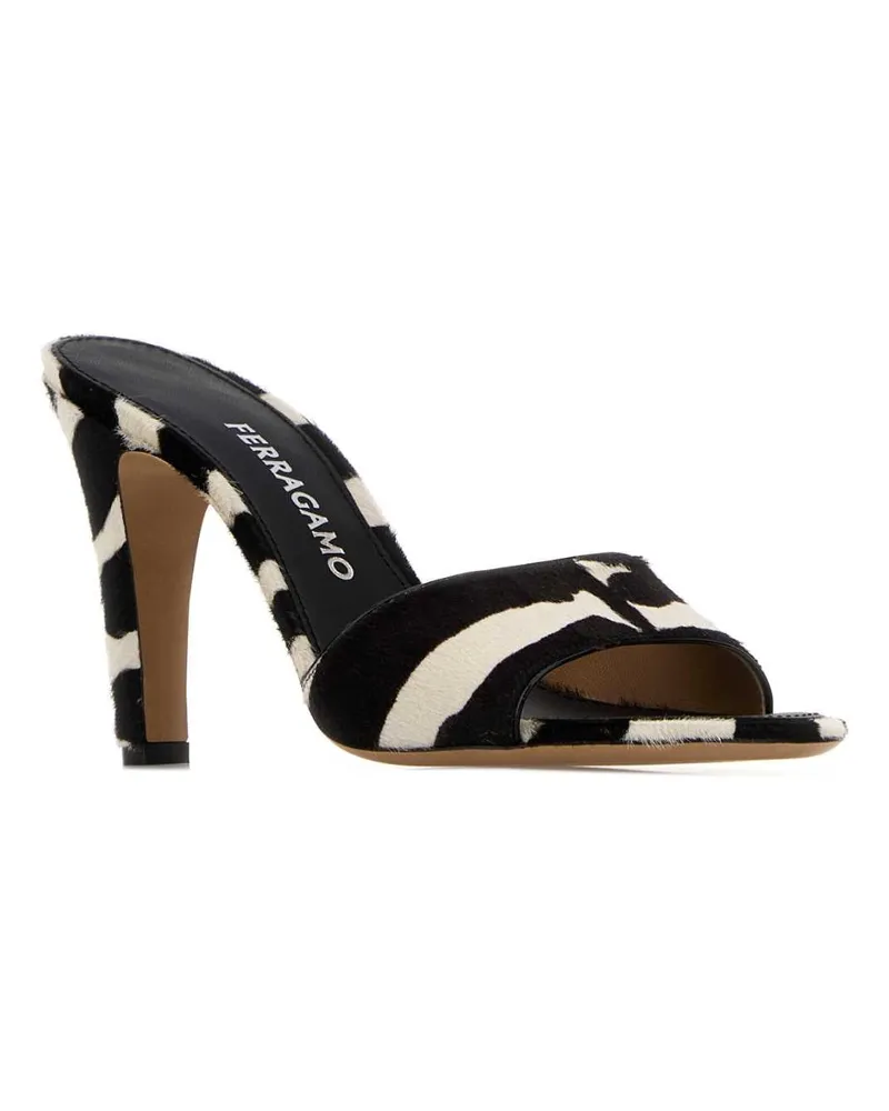 Ferragamo Women's Printed Calf Hair Tatiana 95 Mules Kasbabianconer Sandali Sandal Black