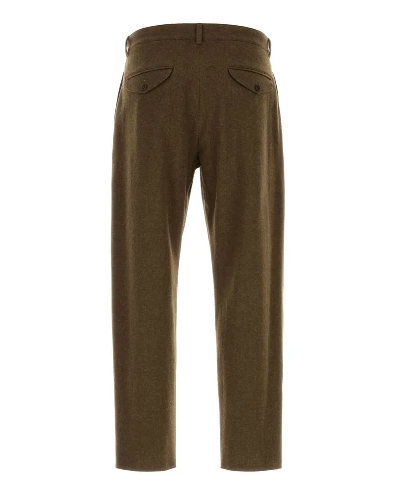 Jil Sander Men's Brown Felt Pant 923 Exterior: Virgin Wool Pantaloni Trousers Brown