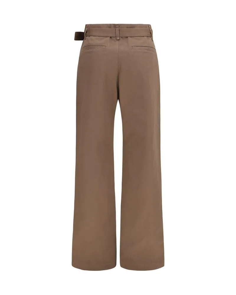 Christophe Lemaire Poly-Cotton Twill with Curved Construction Trousers — Brown Brown