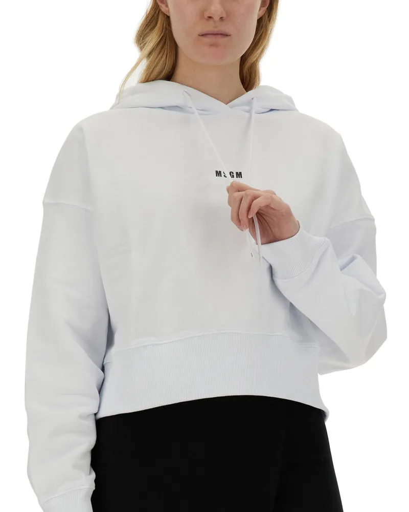 MSGM Logo-Embroidered Cotton Sweatshirt — White White