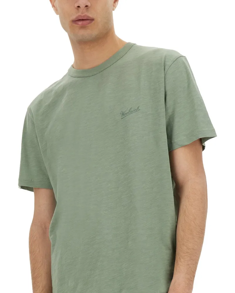 Woolrich Flamed Cotton T-Shirt — Green Green