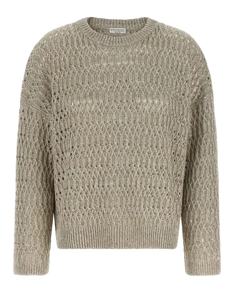 Brunello Cucinelli Open-Knit Linen Sweater 