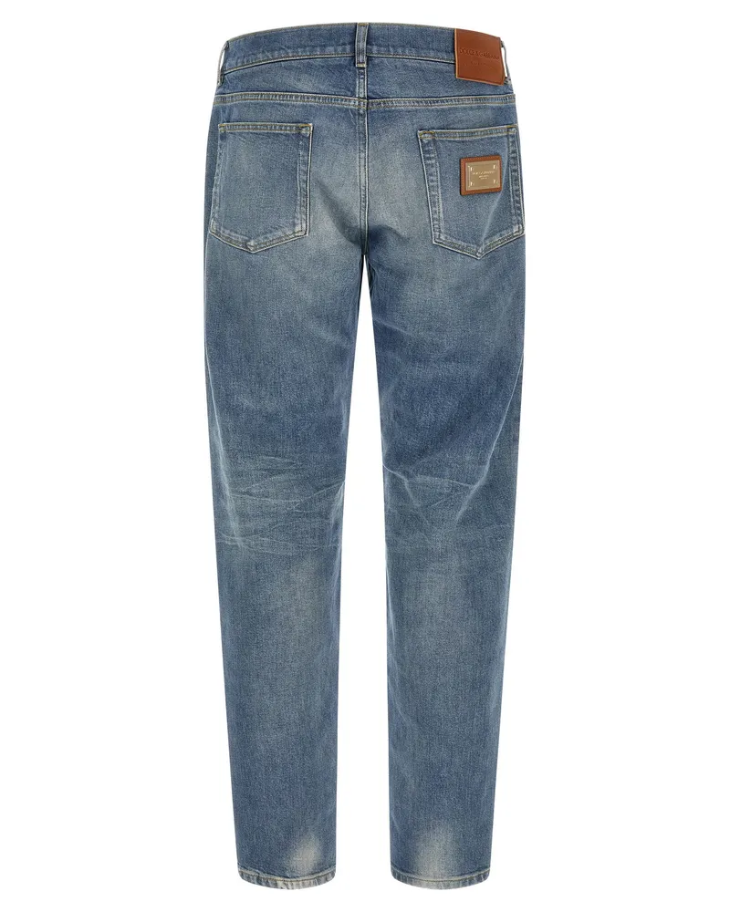 Dolce & Gabbana Logo Plaque Jeans — Blue Blue