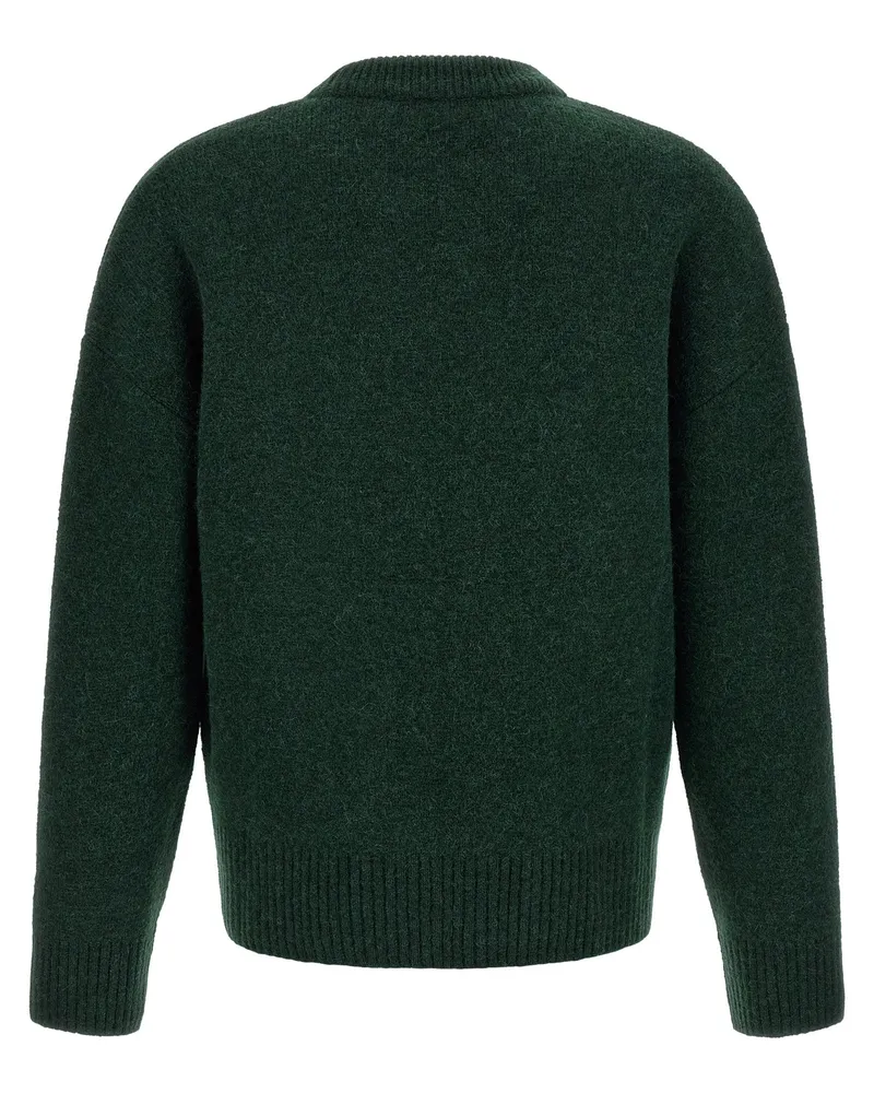 AMI Paris Men's Bicolor Alpaca Leather Cardigan Clothing Green