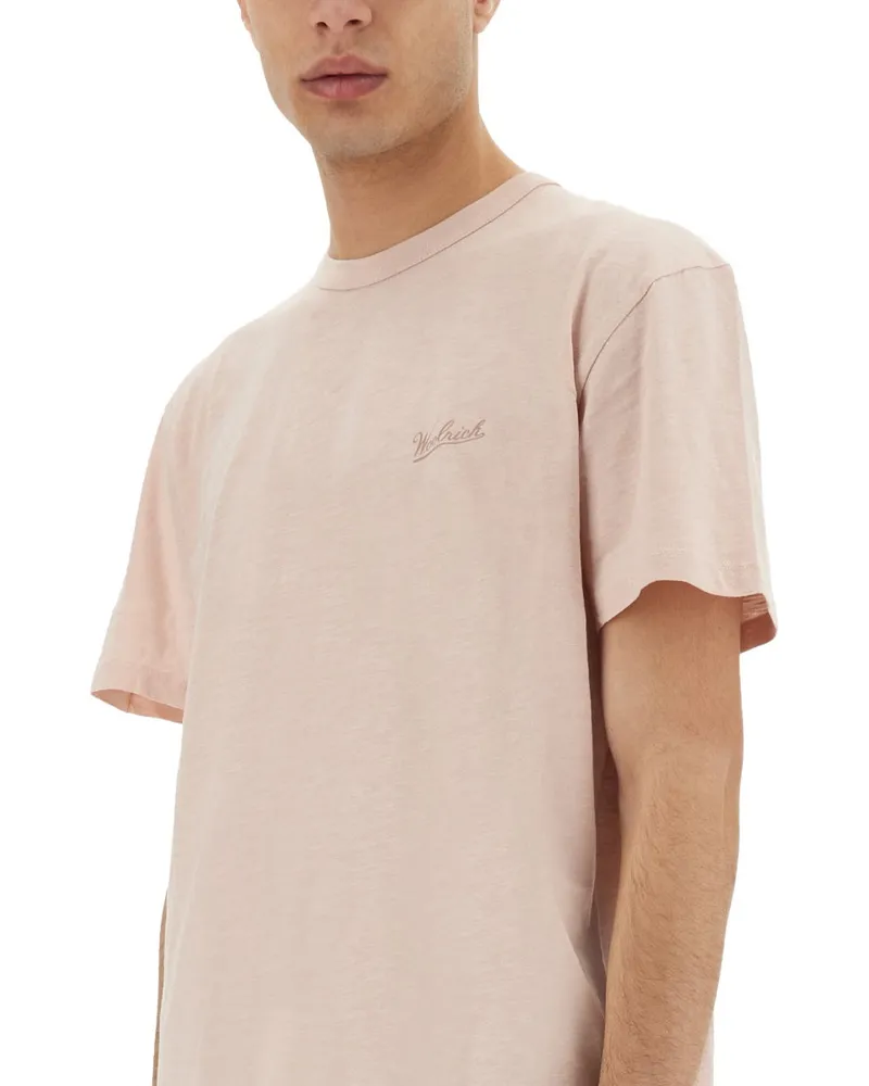 Woolrich Flamed Cotton T-Shirt — Pink Pink