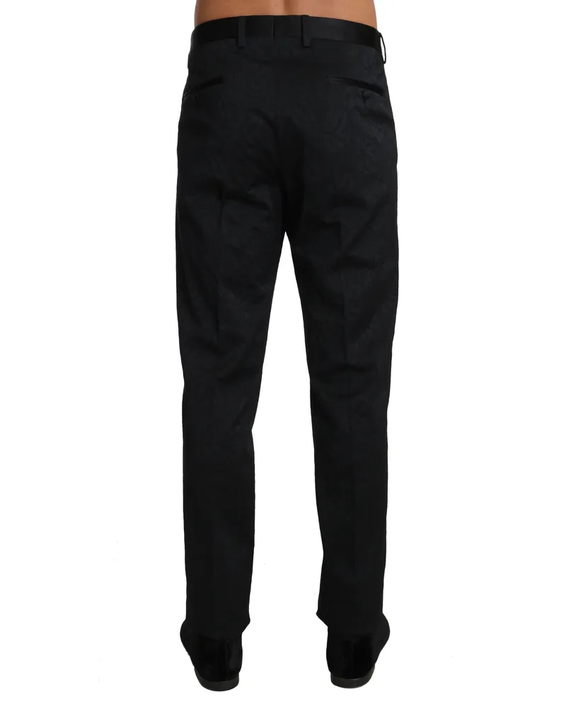 Dolce & Gabbana Cotton Brocade Floral Trousers — Black Black