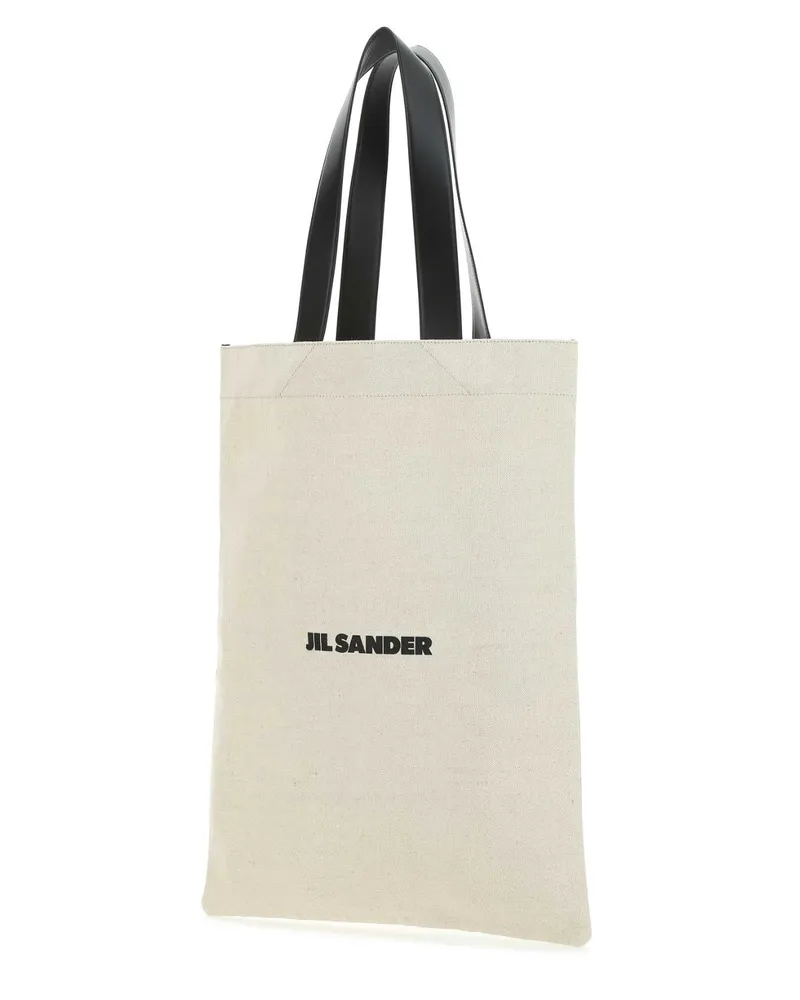 Jil Sander Women's Sand Canvas Shopping Bag 280 Exterior: Cotton Linen Calf Borse A Mano Beige