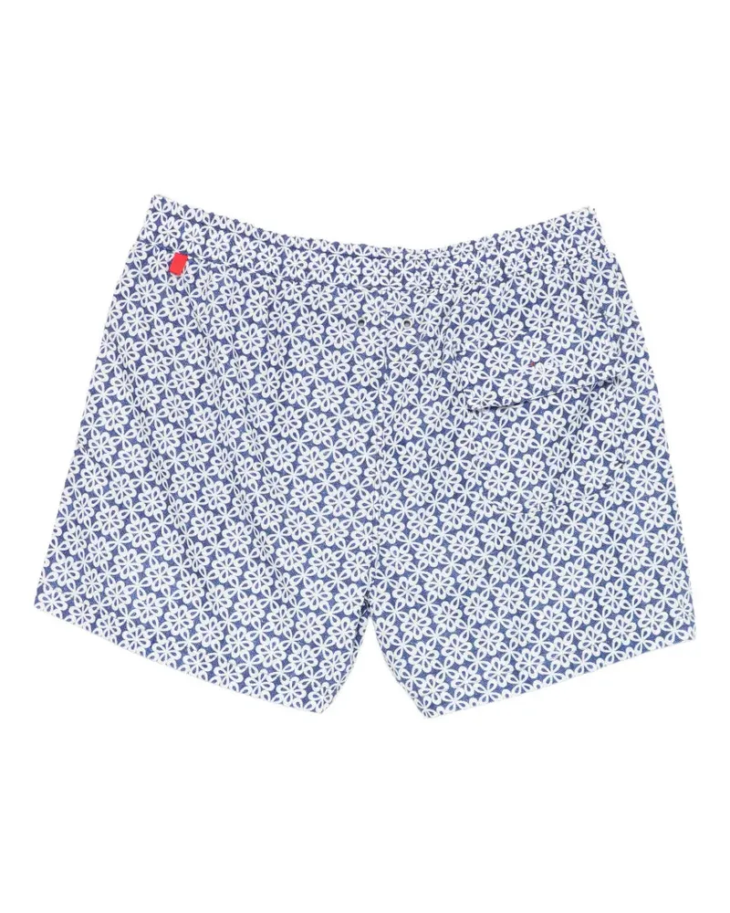 Kiton Men Floral-Print Swim Shorts Ss26 M Blue