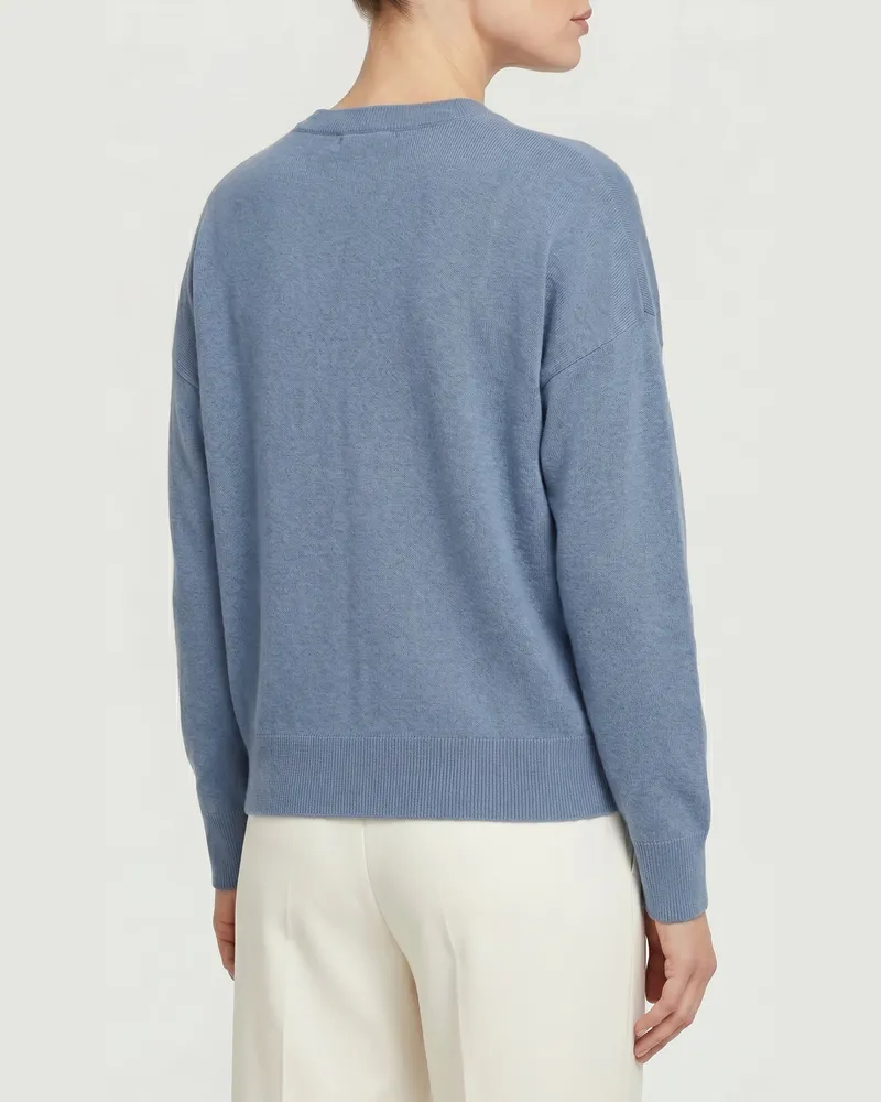 Brunello Cucinelli Wool Relaxed Sweater — Blue Blue