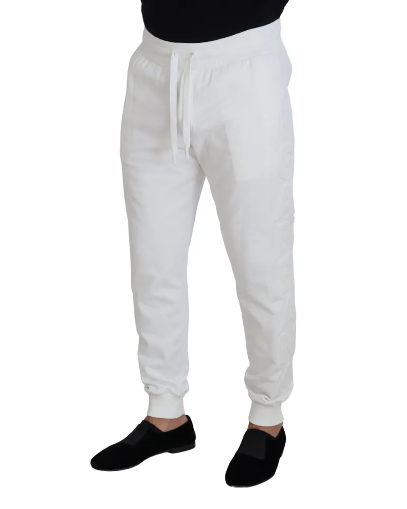 Dolce & Gabbana Men's White Sport Logo Cotton Sweatpants Trousers Pants White