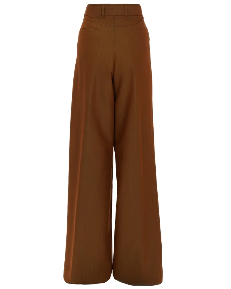 Dries van Noten Wool-Viscose Tailored Trousers — Brown Brown