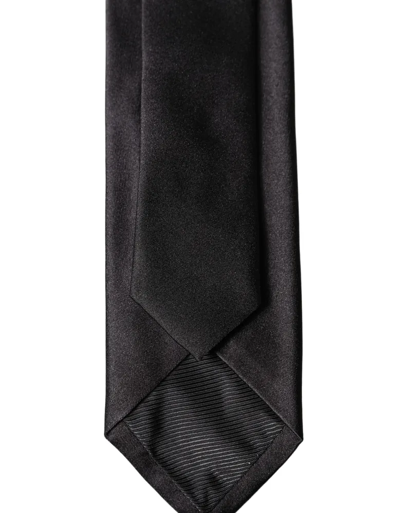 Dolce & Gabbana Black Solid Silk Adjustable Men Tied Necktie Tie Black