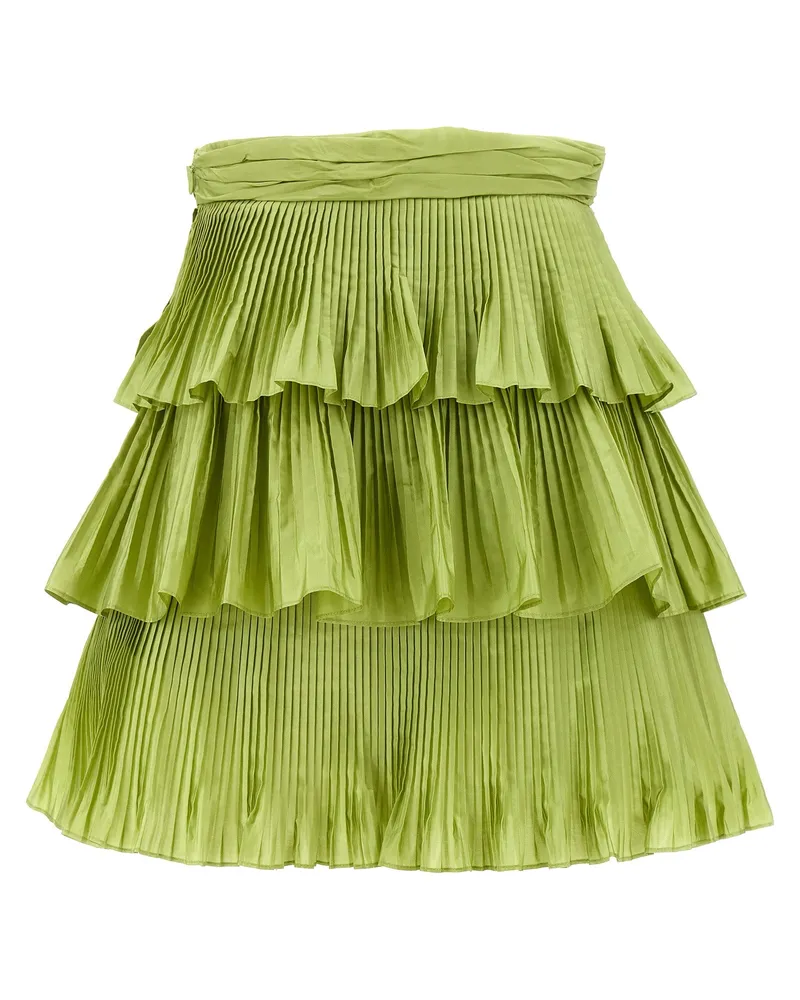Valentino Garavani Women's Bicolor Silk Long Skirt Green