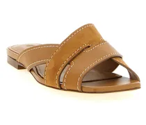 Women's Beige Calfskin Slides Shoe
