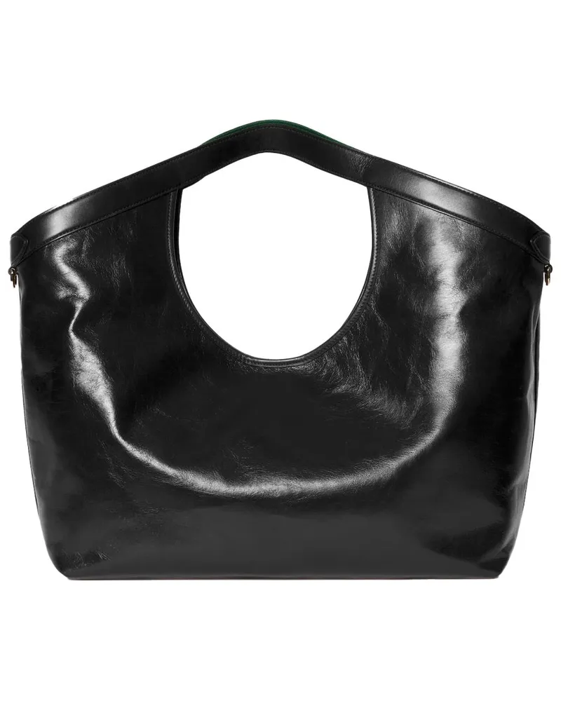 Gucci Women's Shopping Bag Lily Black Leather Calf Skin Handbags Hand Black