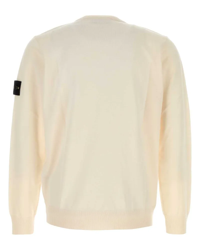 Stone Island Men's Ivory Wool Sweater Exterior: Virgin Maglieria Ivory