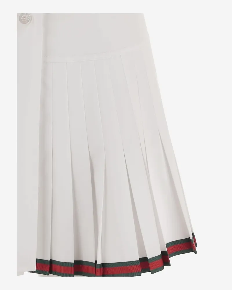 Gucci Women's Cotton Skirt With Partial Pleats White White