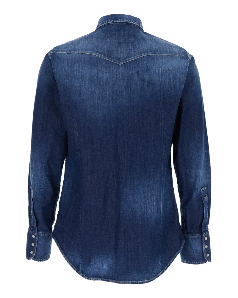 Dsquared2 Men's Shirt Classic Collar Blue Denim Cotton Blue