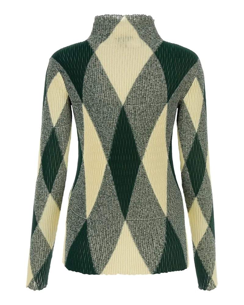 Burberry 8081046 B8766 Ivyippattern Cotton Mulberry Silk Maglieria Sweater Green