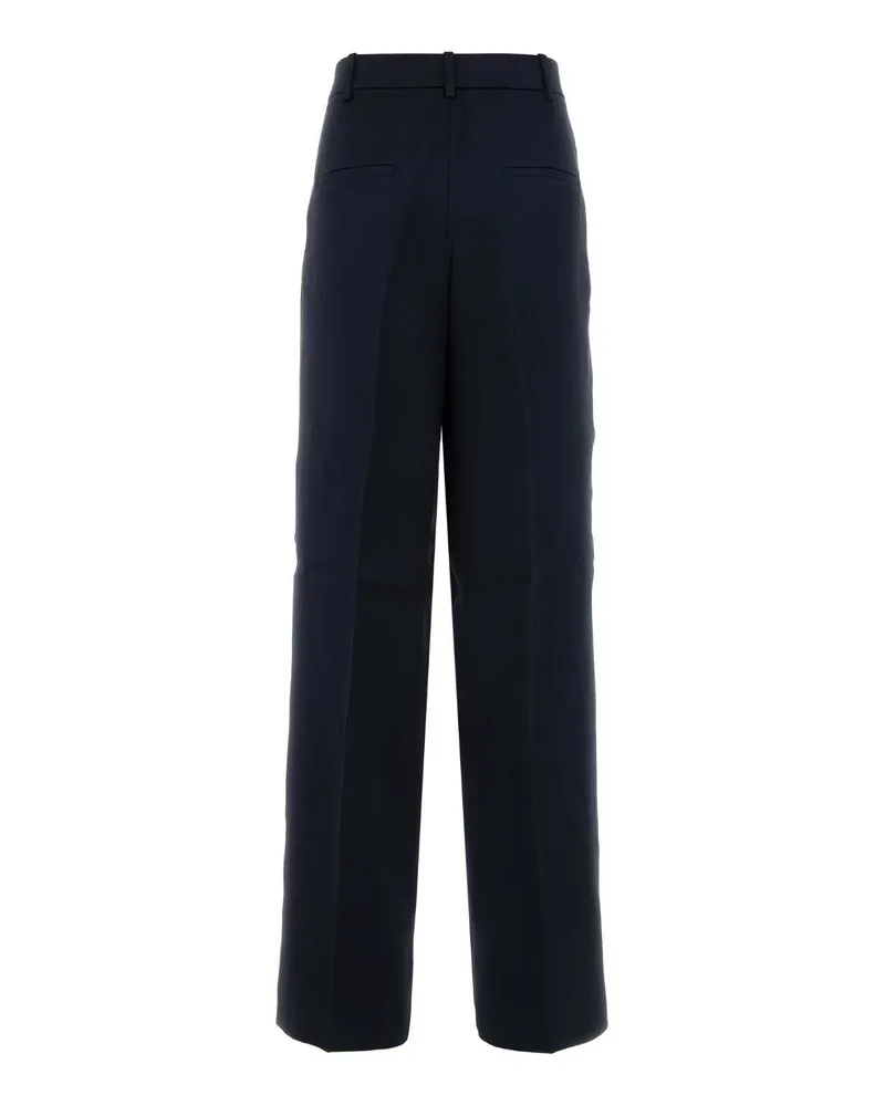 Anine Bing Women's Midnight Blue Satin Wide-Leg Trent Pant Navy Exterior: Viscose Pantaloni Trousers Navy