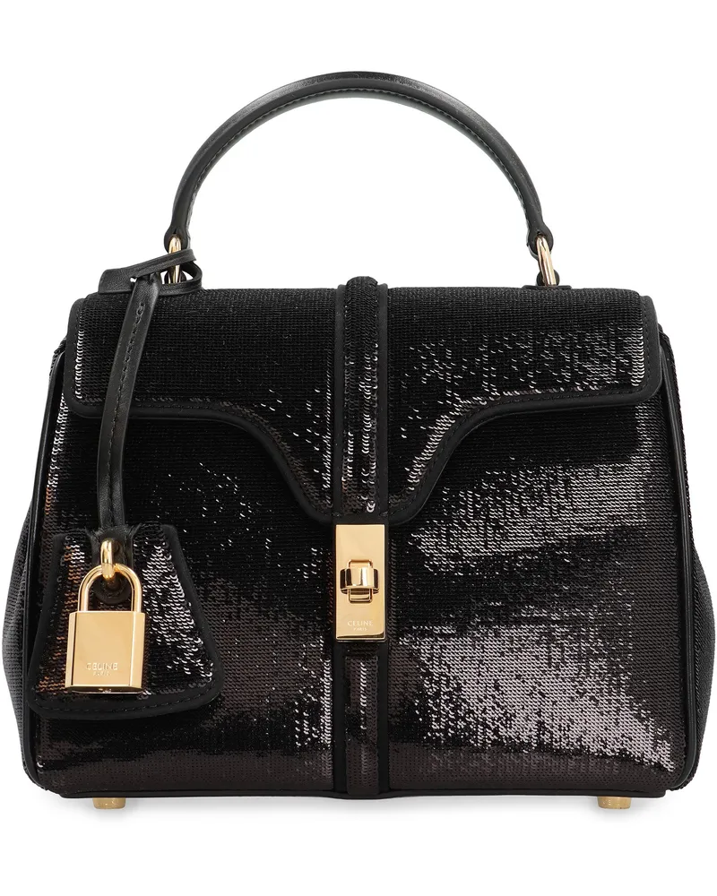 Celine Women's Bag 16 Mini Sequins And Leather Black Polyester Handbags Hand Black