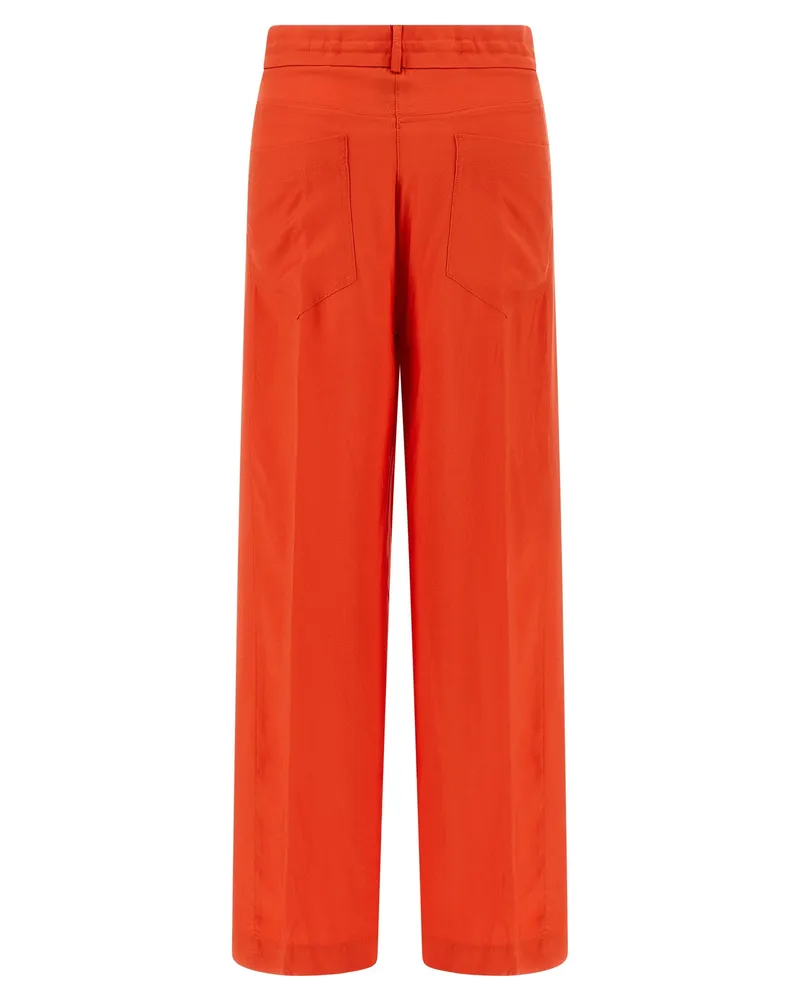 NUDE Wide-Leg Viscose Trousers — Red Red