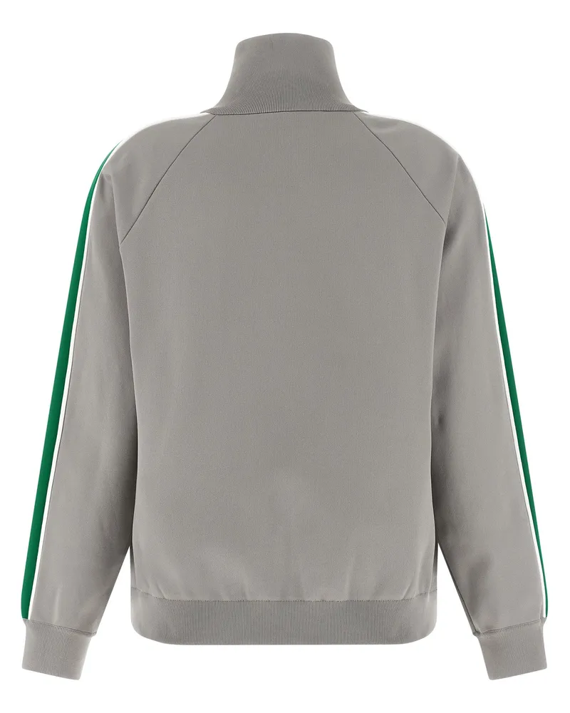 Miu Miu Logo-Embroidered Tech Yarn Sweatshirt — Grey Grey