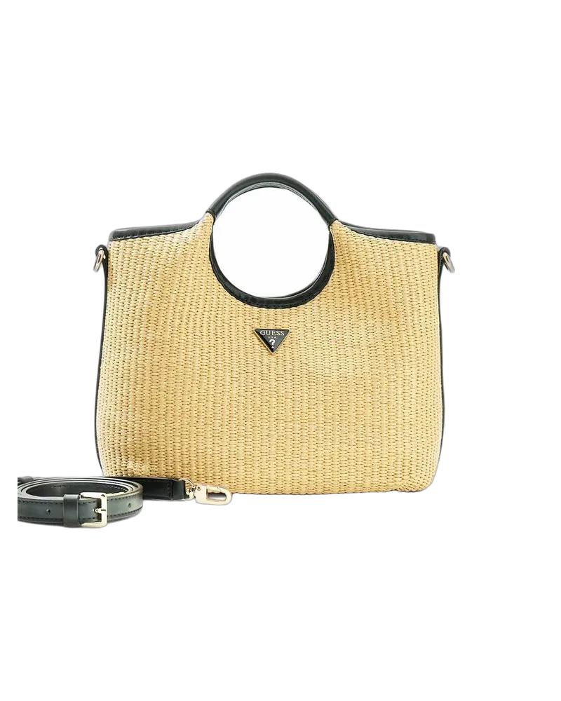 Guess Women's Satchel Natural-Black Polypropylene Polyester Acrylic Satchel-bags Beige
