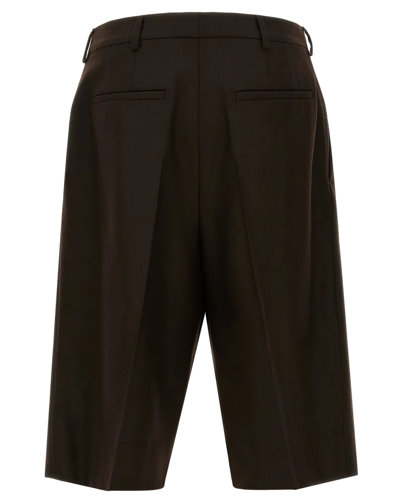 Saint Laurent Wool Flannel Bermuda Shorts — Brown Brown