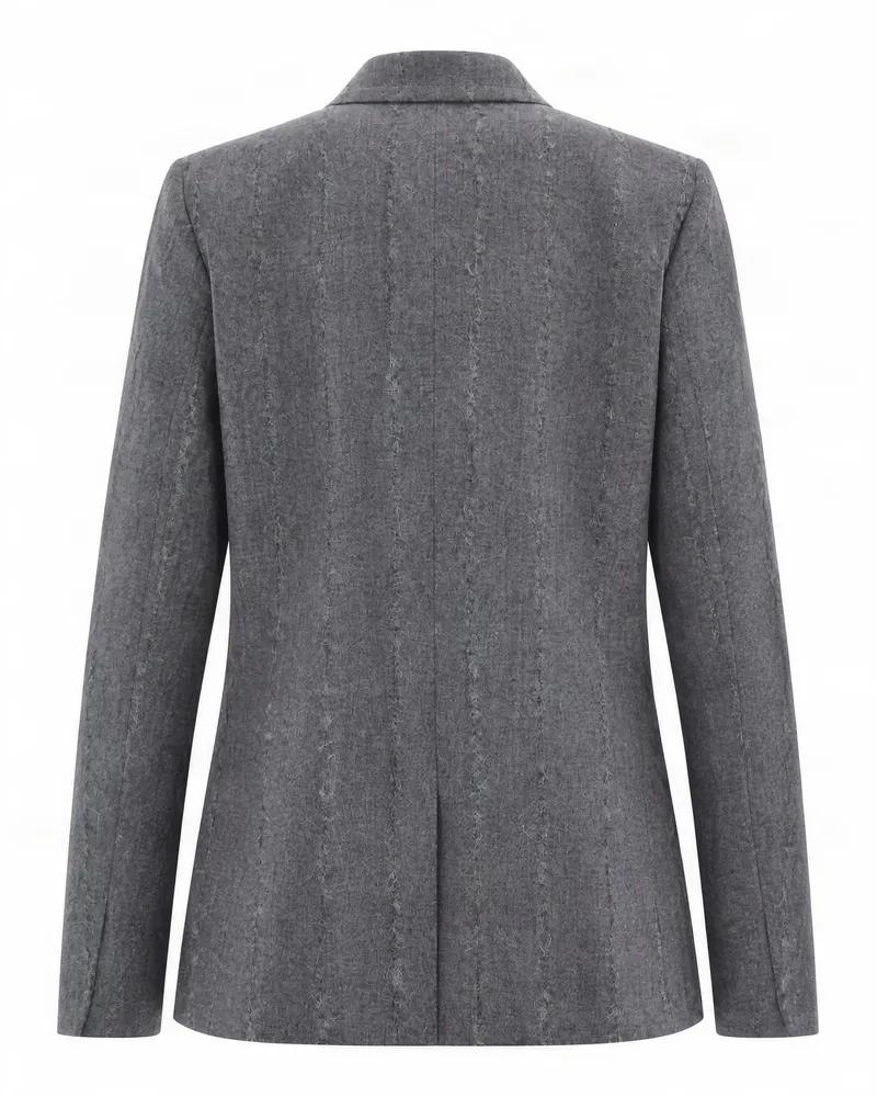 Fabiana Filippi Double-Breasted Virgin Wool Blazer — Gray Gray