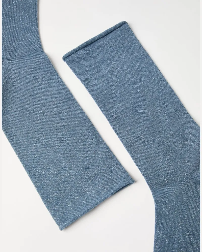 Brunello Cucinelli Womens Light Blue Wool Blend Socks Blue