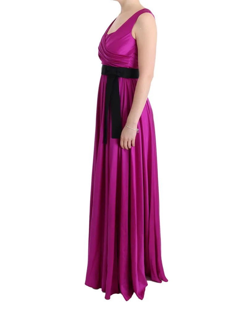 Dolce & Gabbana Women Pink Silk Stretch Shift Long Dress Pink