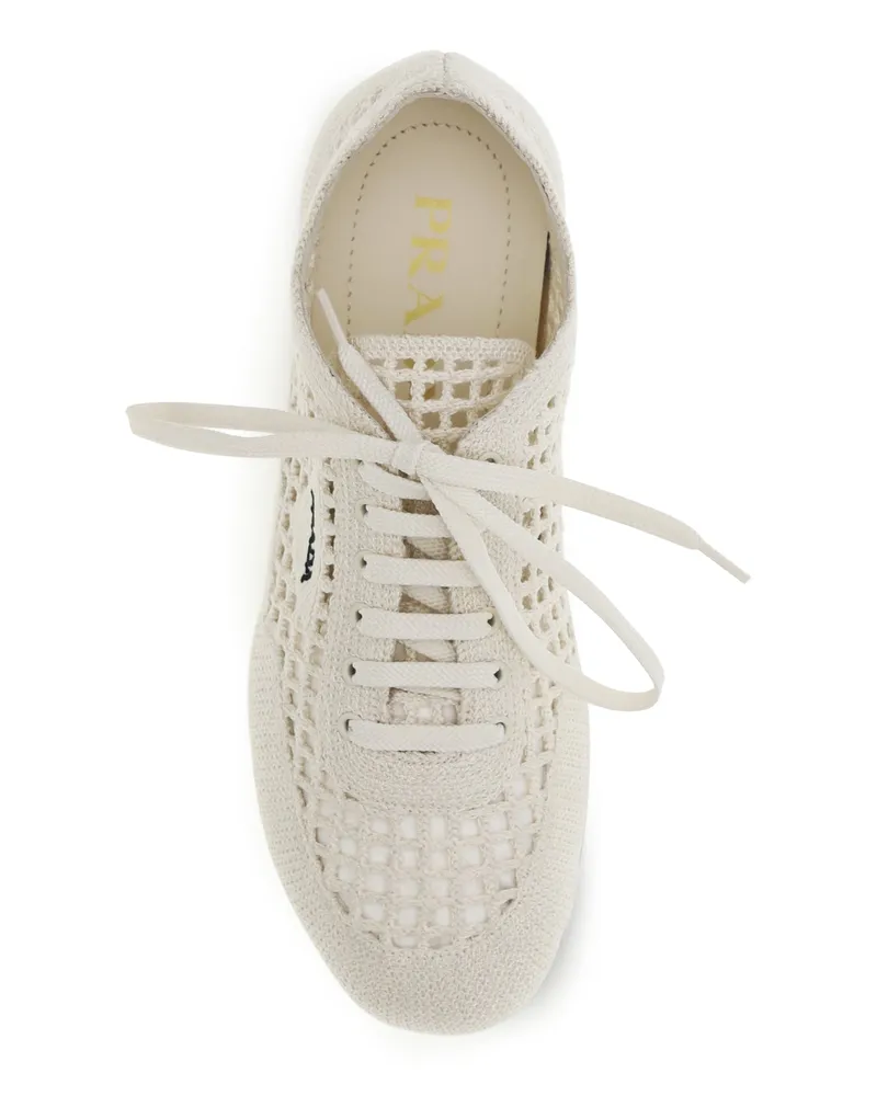 Prada Crochet Fabric Sneaker — White White