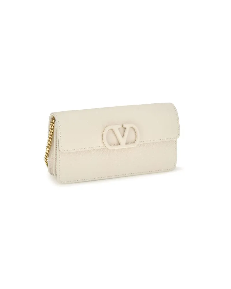 Valentino Garavani Women's White Calf Leather Bos Taurus Wallet Beige Beige
