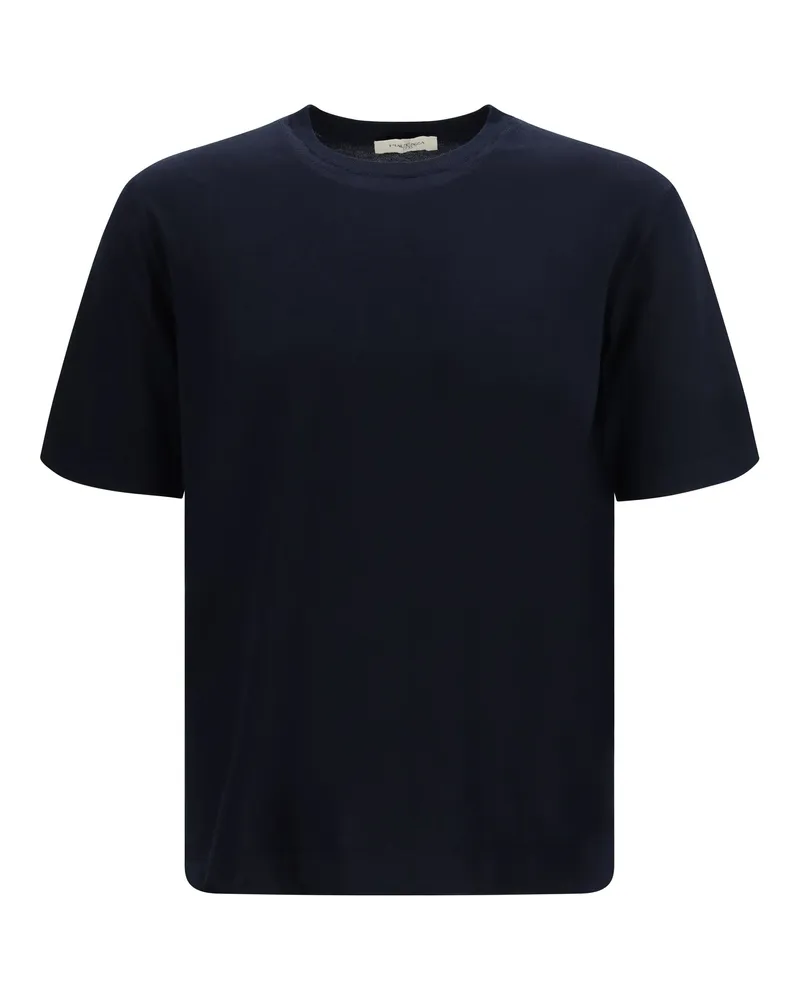 Piacenza Cashmere Short-Sleeve Crewneck Cotton T-shirt — Navy Navy